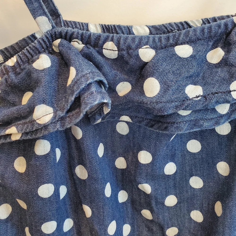 Justice denim polka dots blue white cotton  jumped girl size 12